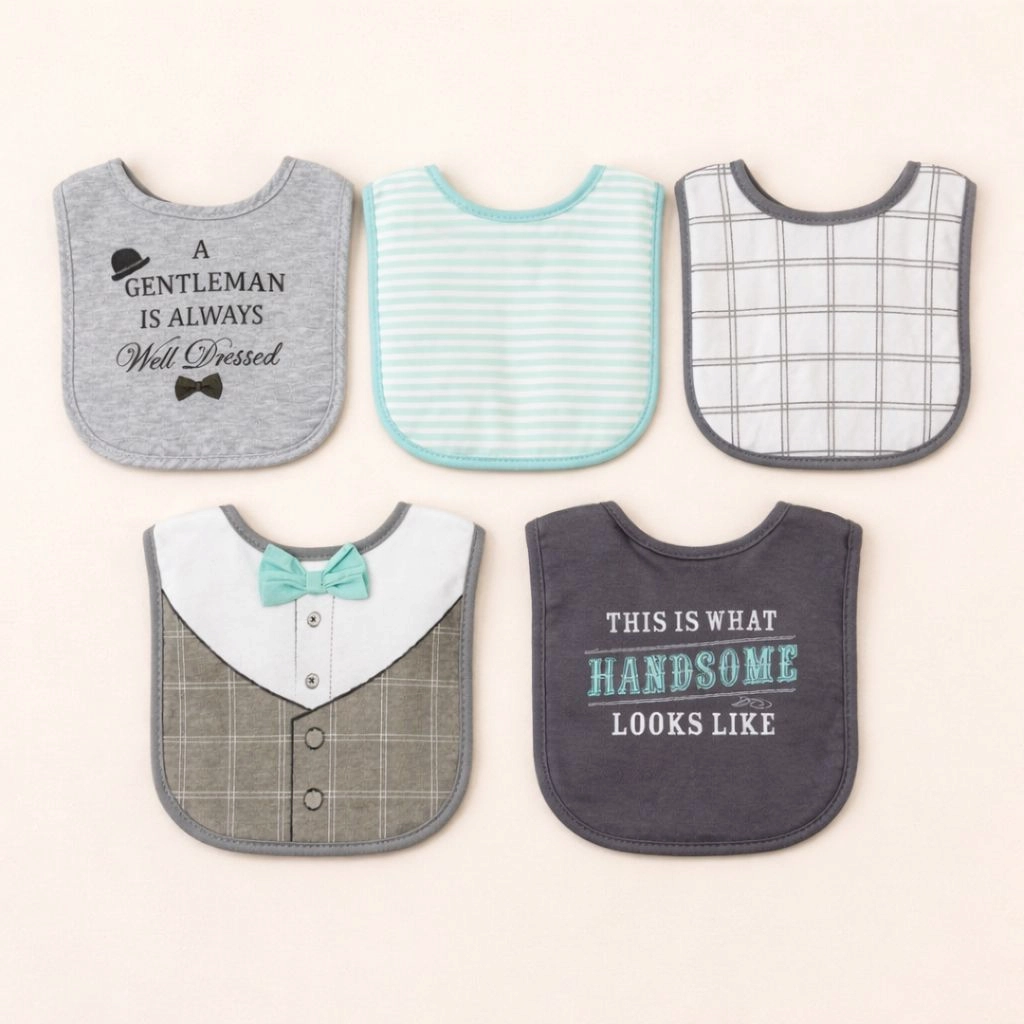 Hudson Branded Fancy Baby Bibs – Pack of 5
