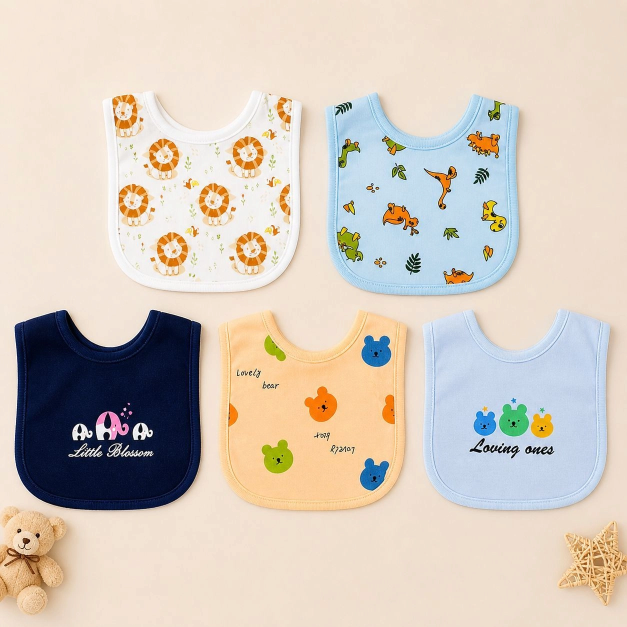 Branded Fancy Baby Bibs – Pack of 5