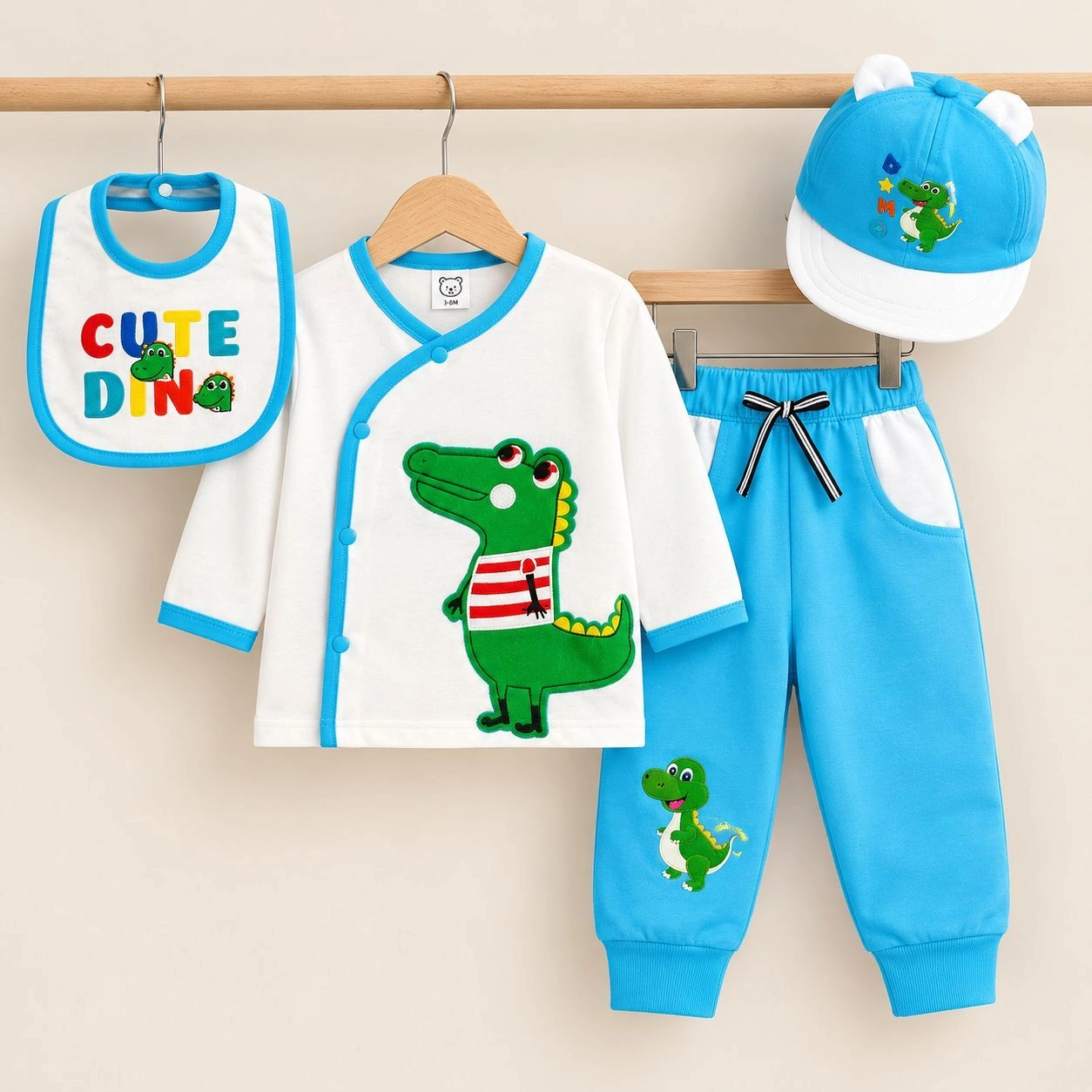 Baby Pajama Suit with Cap & Bib SK(0-3 months)