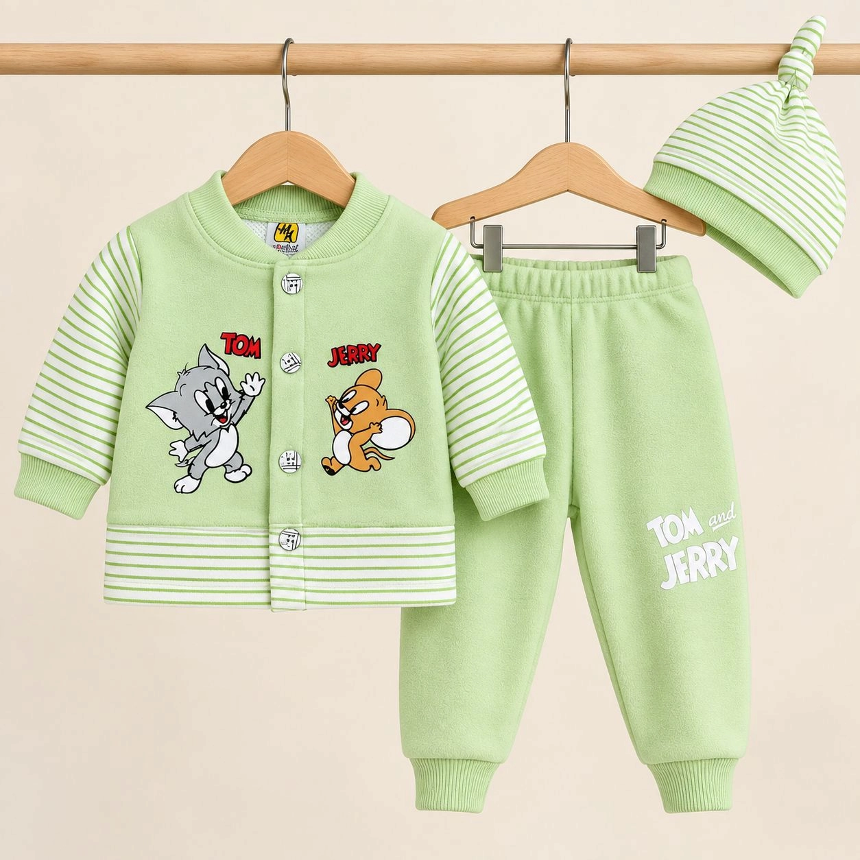 SK Winter Fleece Velvet Pajama Shirt With Cap(0-3 months)