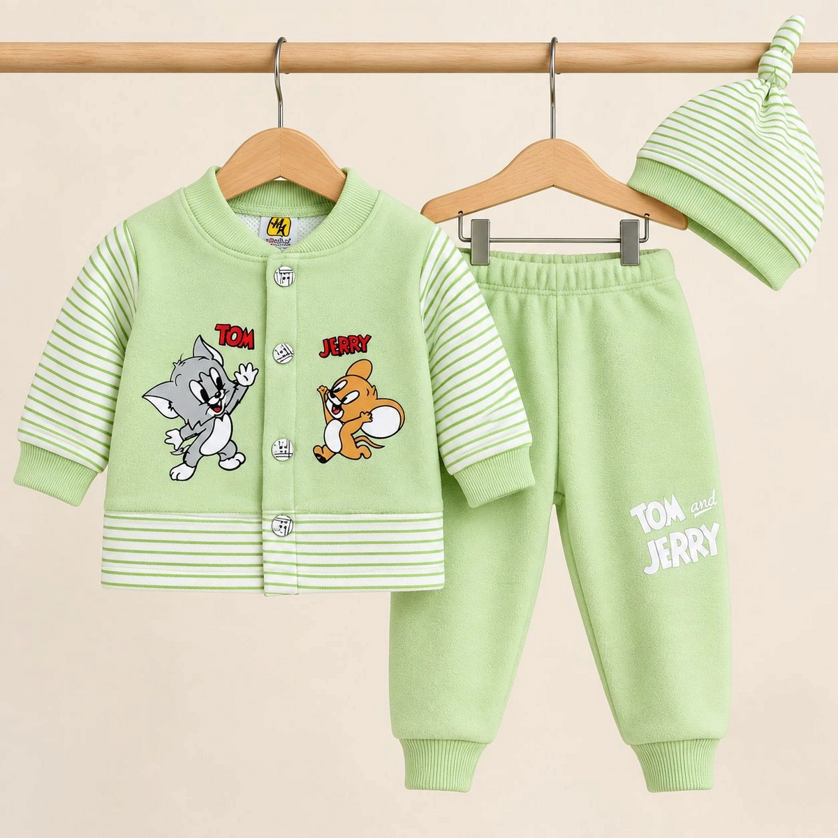 SK Winter Fleece Velvet Pajama Shirt With Cap(0-3 months)