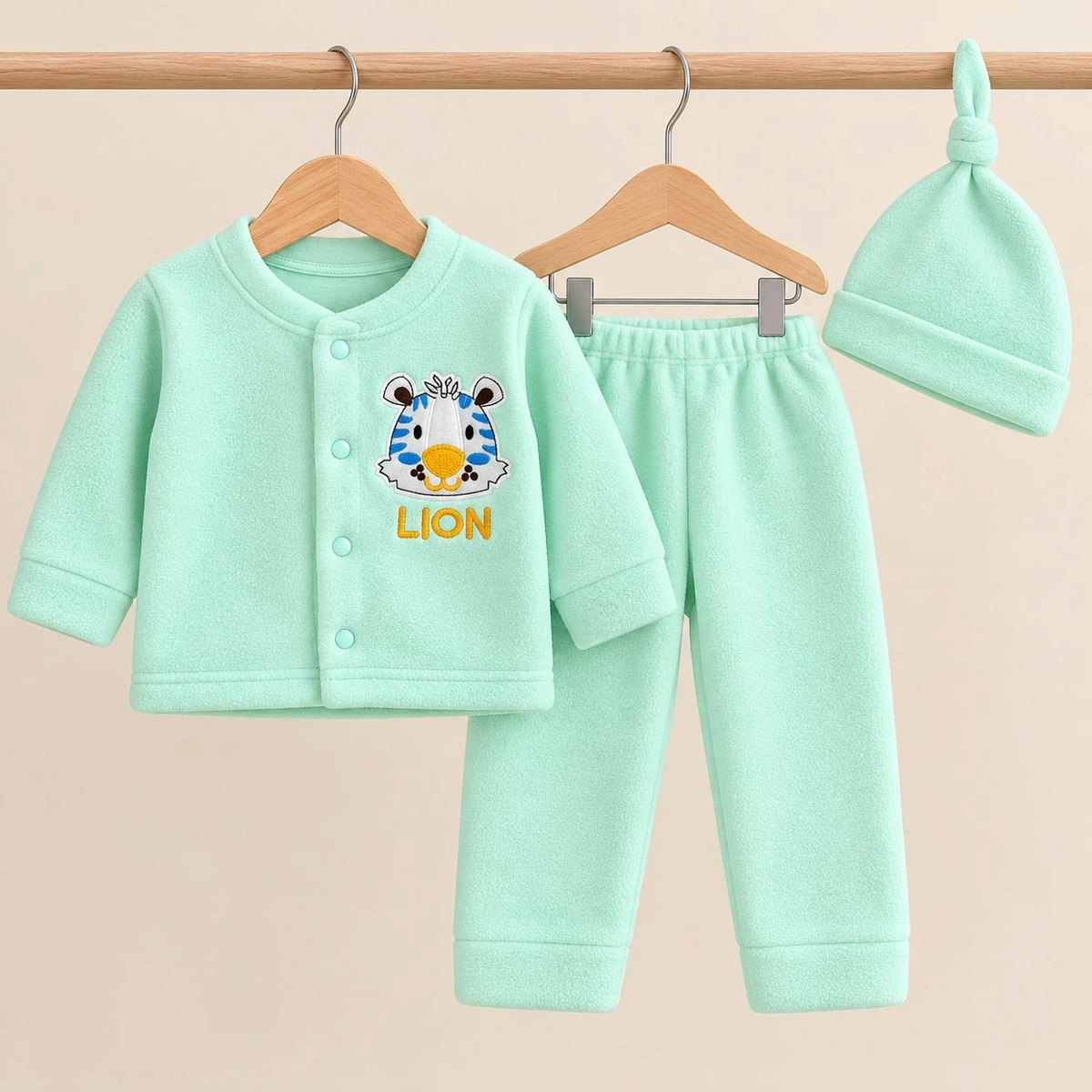 BS Winter Fleece Pajama Shirt With Cap(0-3 months)