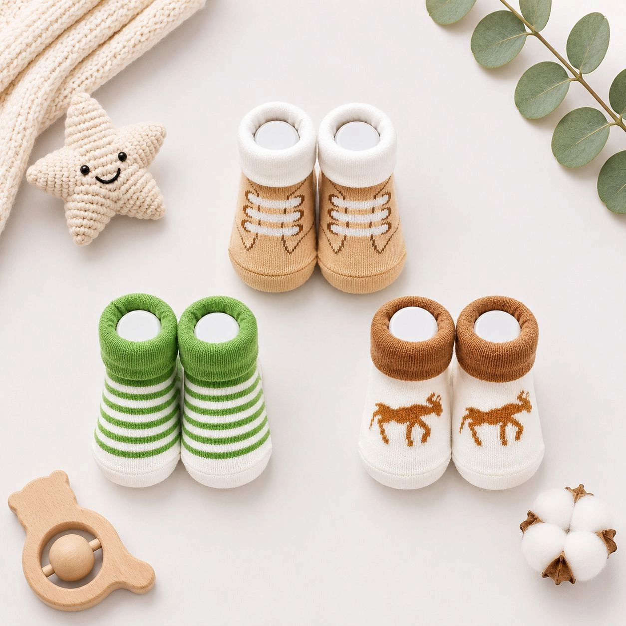 Hudson Baby® Premium Pack of 3 Socks Booties