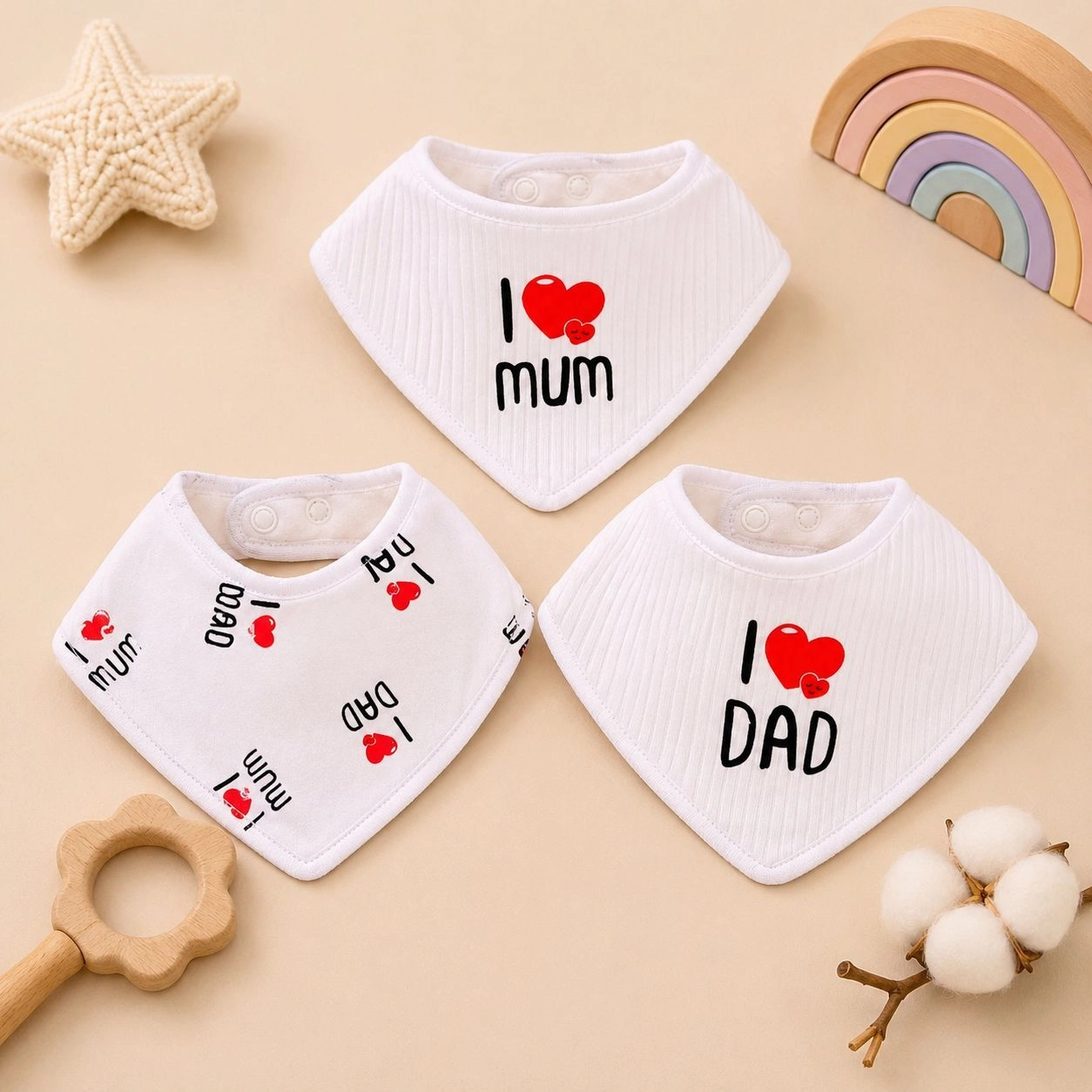 Sunnozy Premium Bandana Bibs – Set of 3