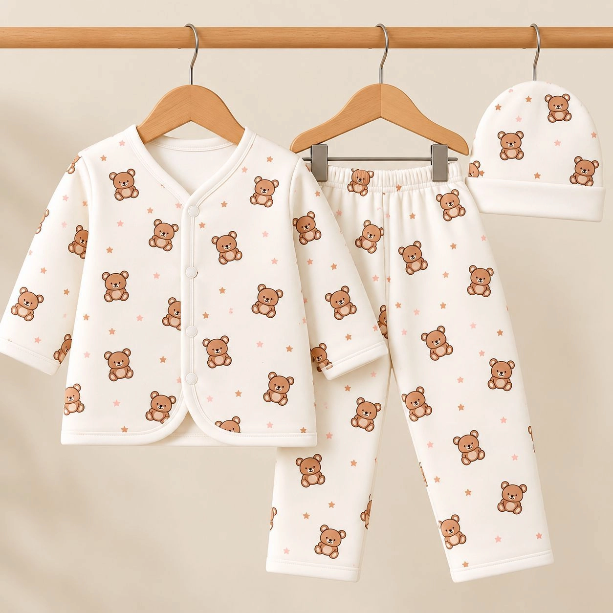 LC Winter Pajama Shirt With Cap(0-3 months)