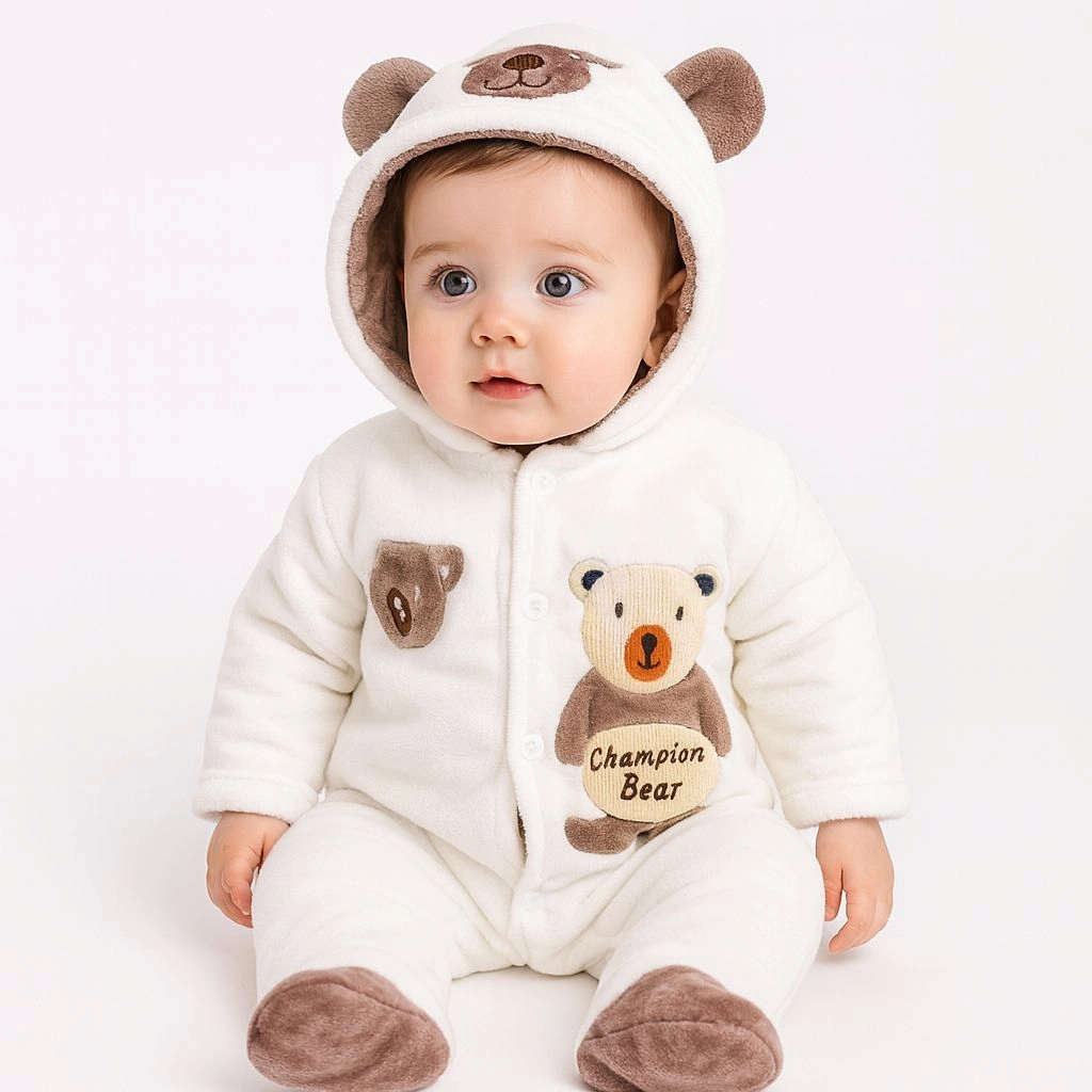 Quilted Fur Winter Rompers – Cozy & Stylish(0-6 months)