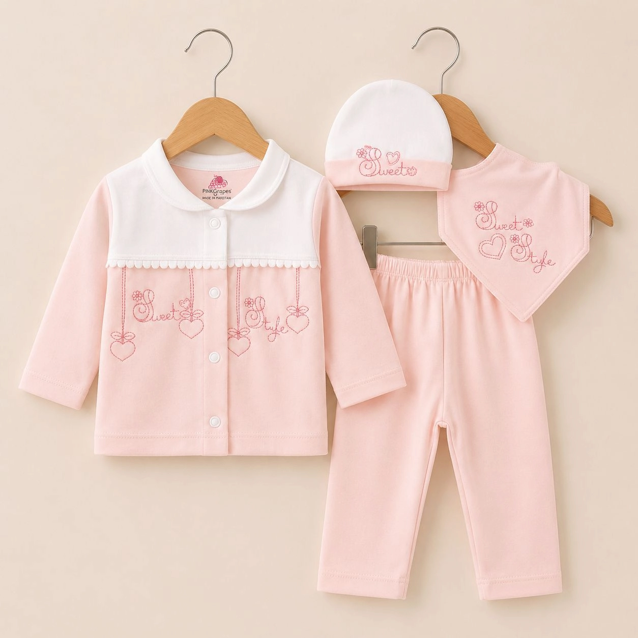 Baby Pajama Suit with Cap n Bib SK(0-3 months)