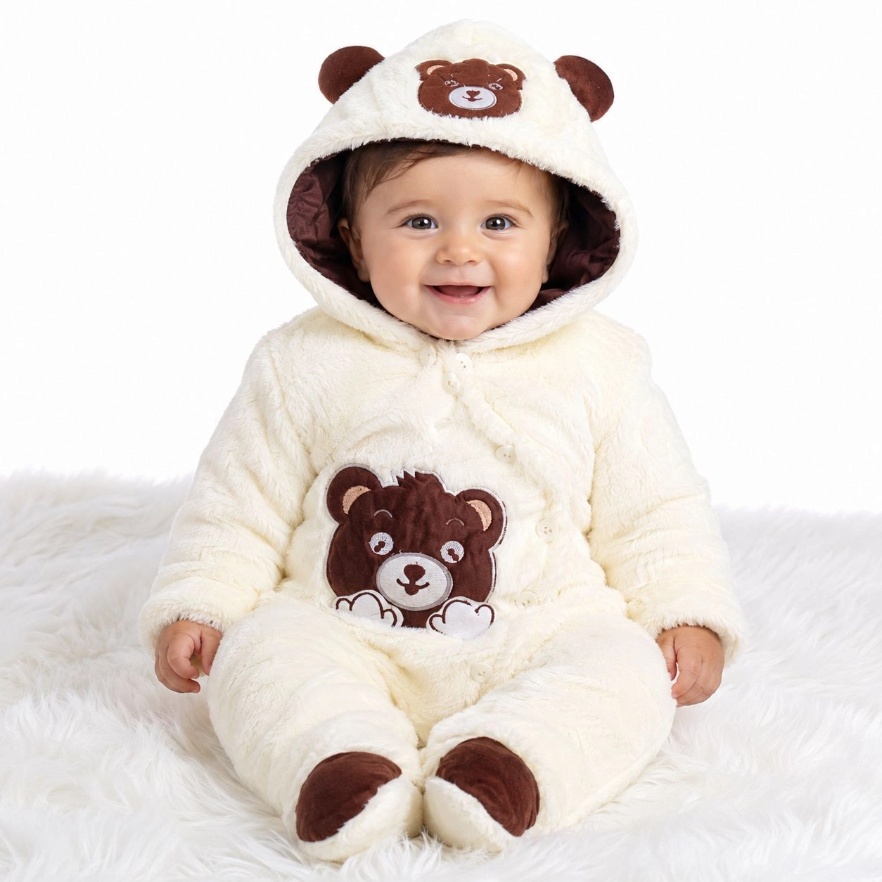 Quilted Fur Winter Rompers – Cozy & Stylish(0-6 months)