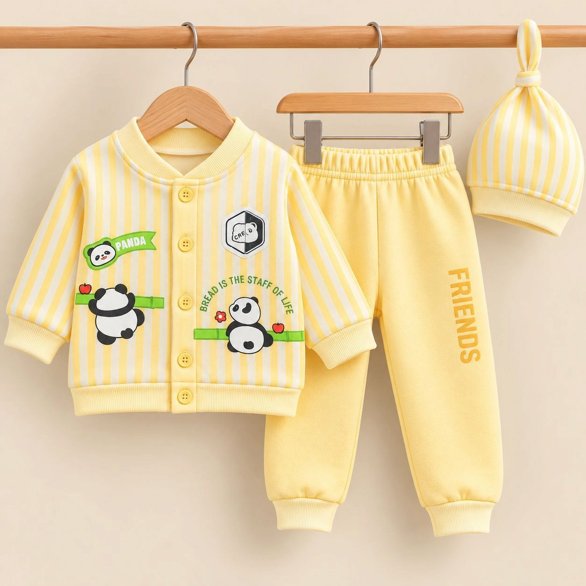 MK Winter Fleece Velvet Pajama Shirt With Cap(0-3 months)