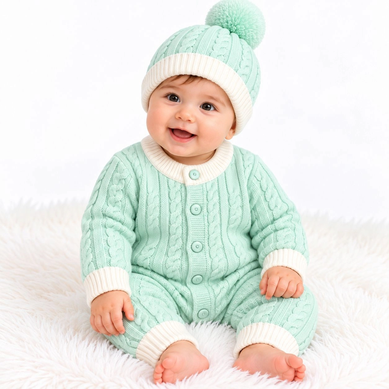 Imported Woolen Baby Romper with cap(0-6 months)