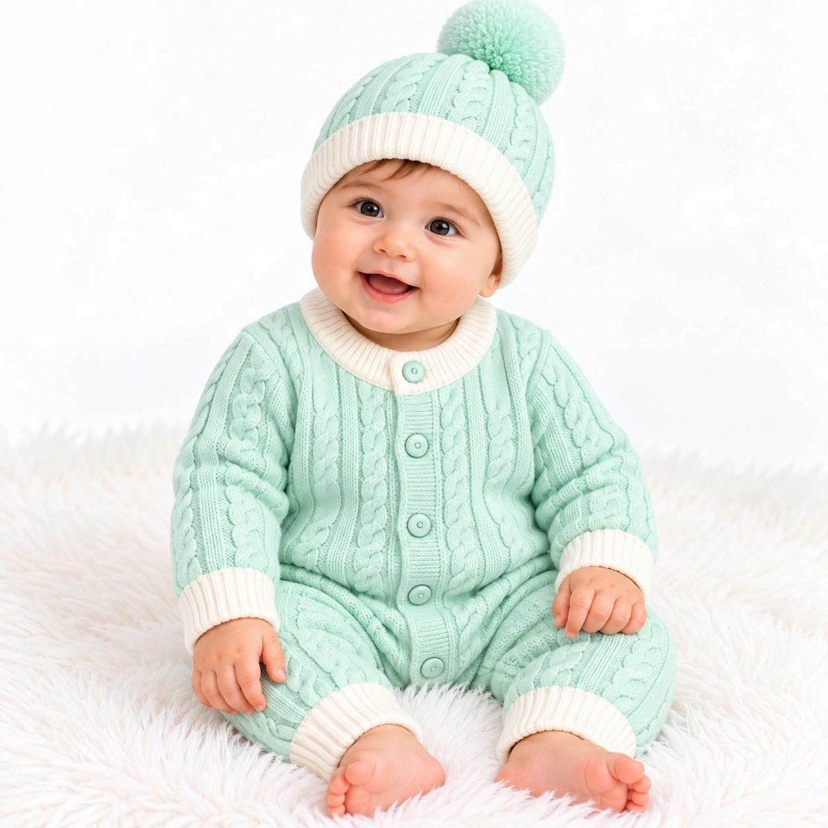 Imported Woolen Baby Romper with cap(0-6 months)
