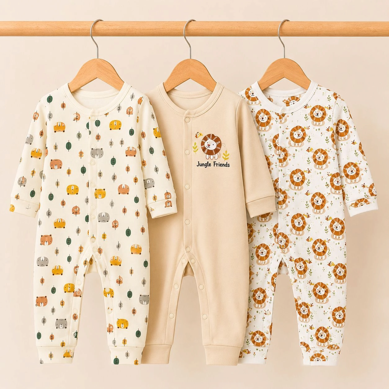 C/C Pack of 3 Sleep Suit Rompers Collection S (Open Feet)