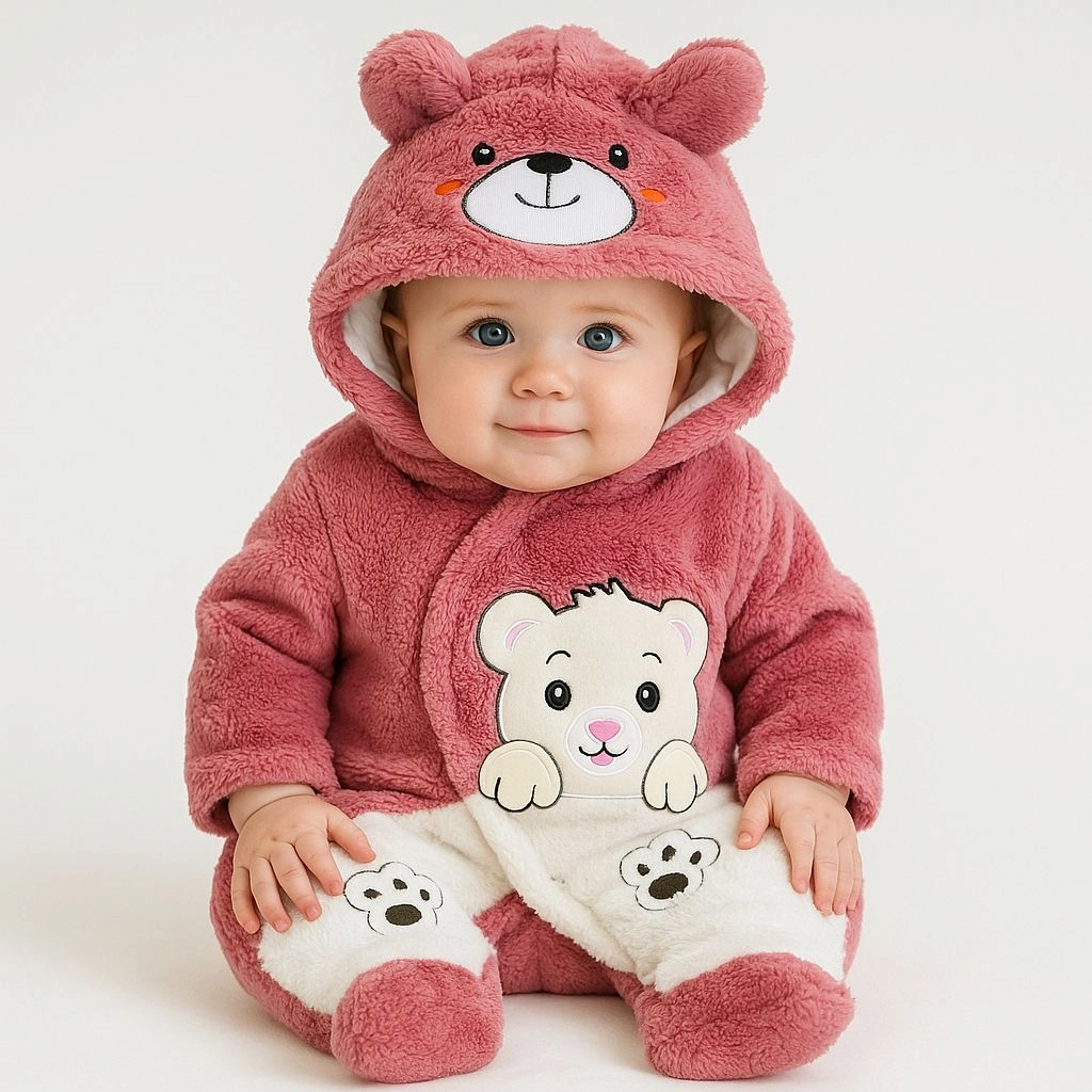Baby Quilted Fur Winter Rompers – Cozy & Stylish