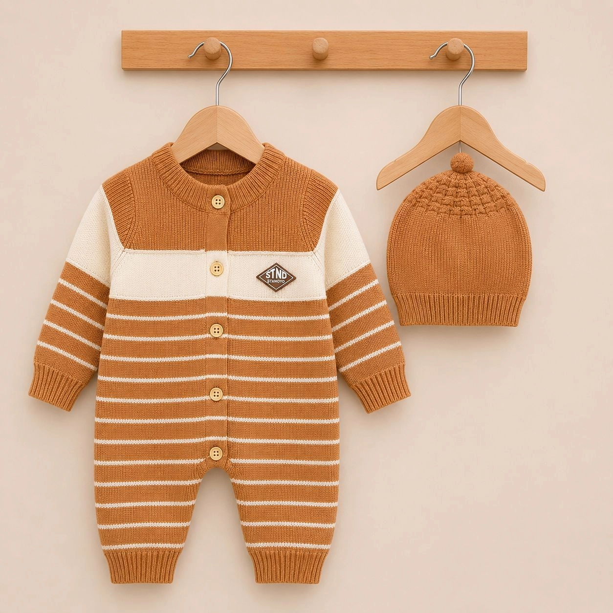 Imported Woolen Baby Rompers With Cap