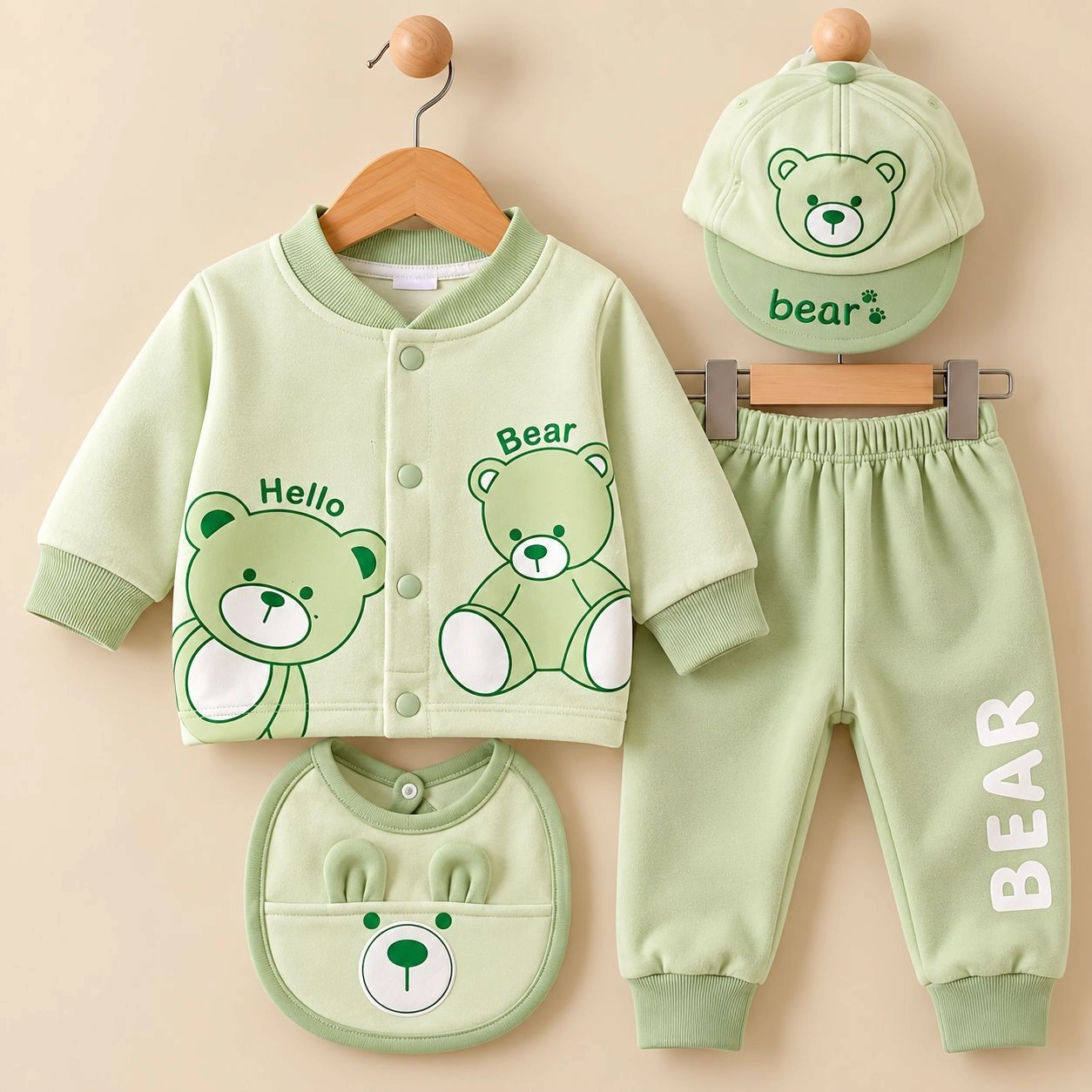 JB Winter Fleece Velvet Pajama Shirt With Cap(0-3 months)