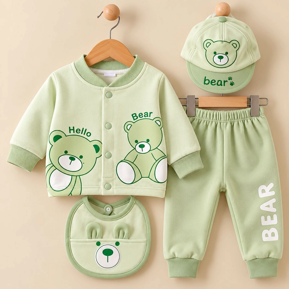 JB Winter Fleece Velvet Pajama Shirt With Cap(0-3 months)