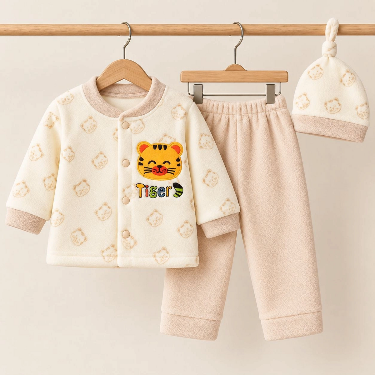 BS Winter Fleece Pajama Shirt With Cap(0-3 months)