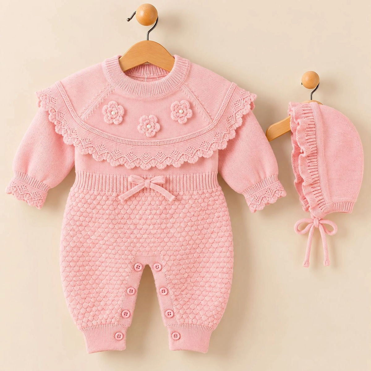 Imported Woolen Baby Rompers(pink)