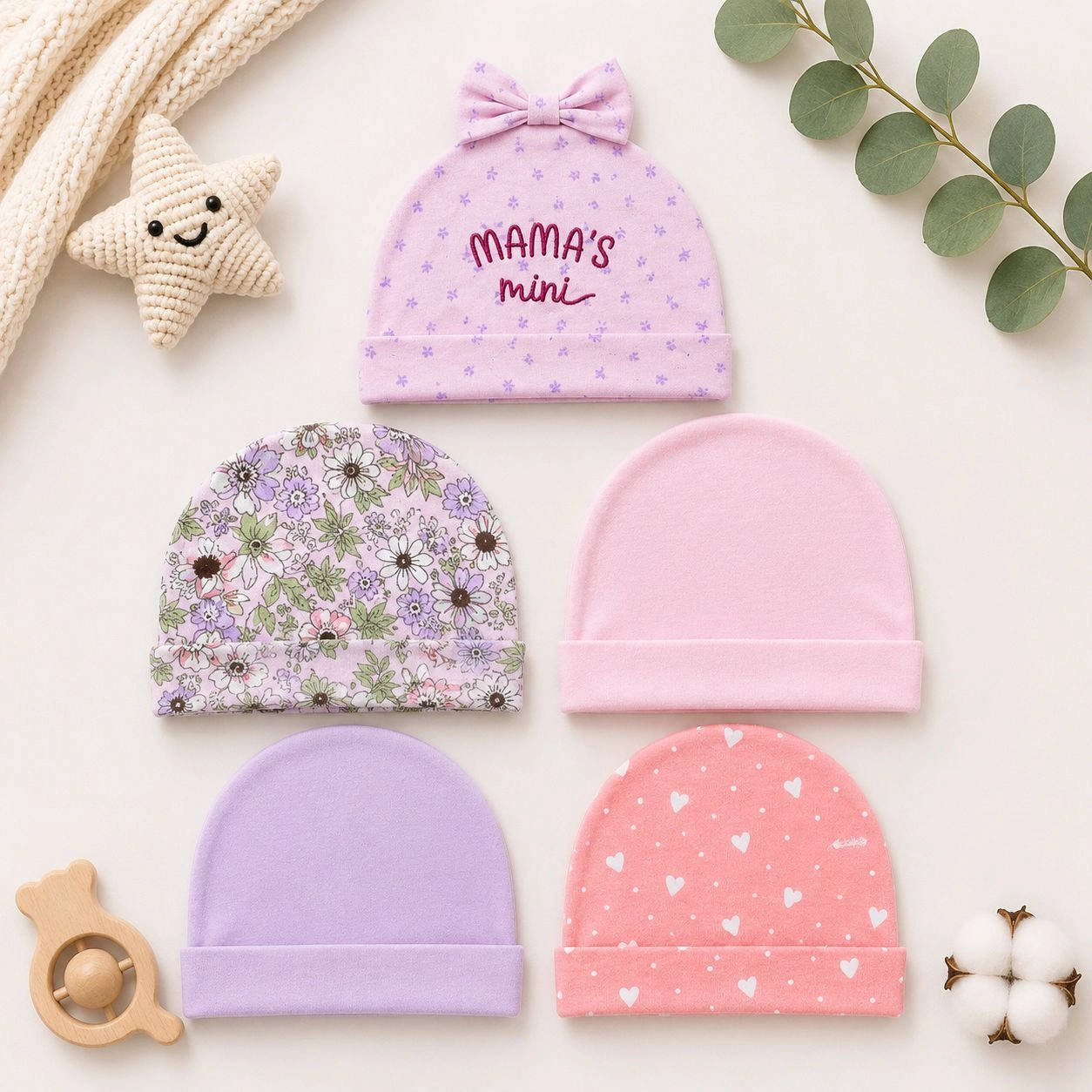 Hudson Baby Summer Caps – Pack of 5 | Unisex Collection