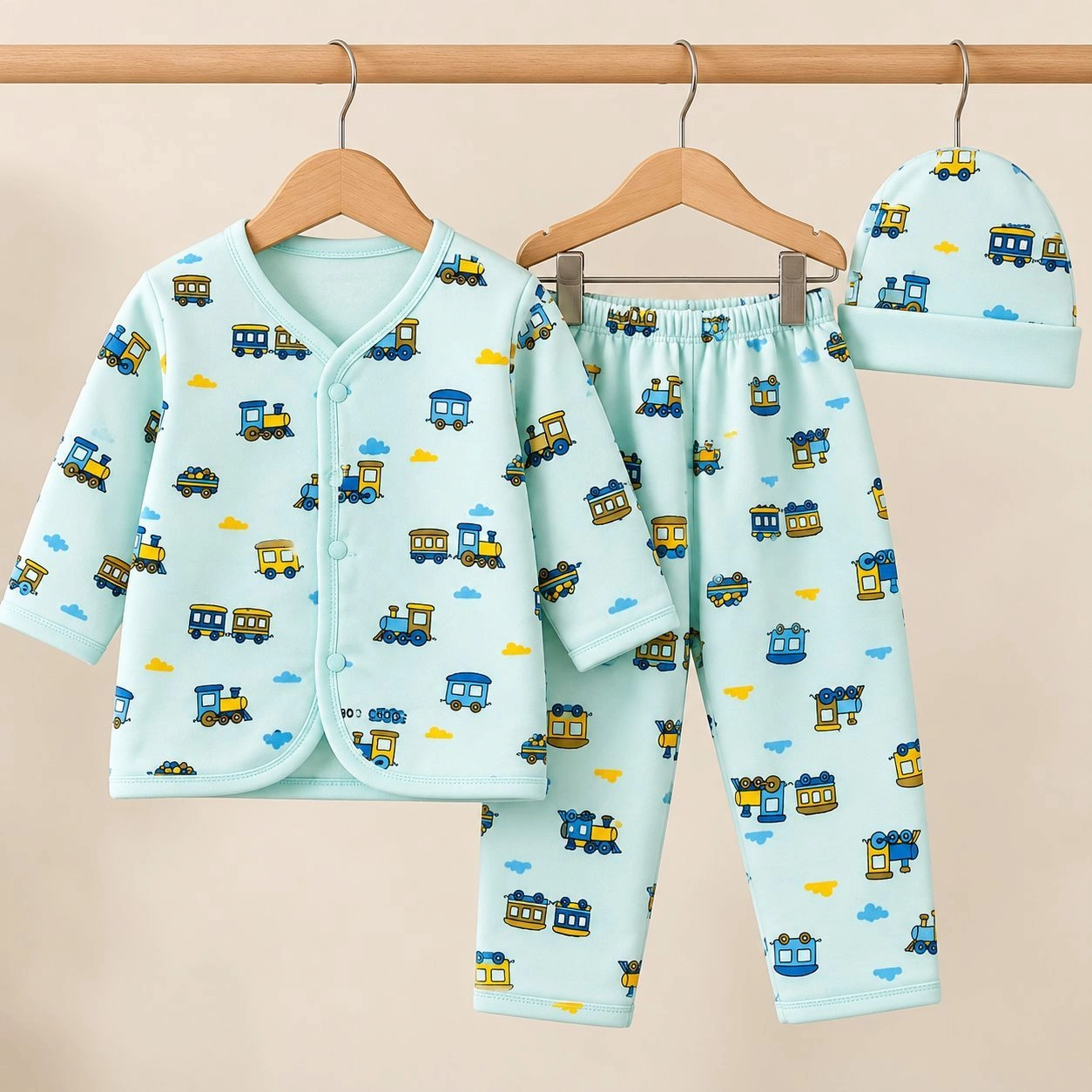 LC Winter Pajama Shirt With Cap(0-3 months)