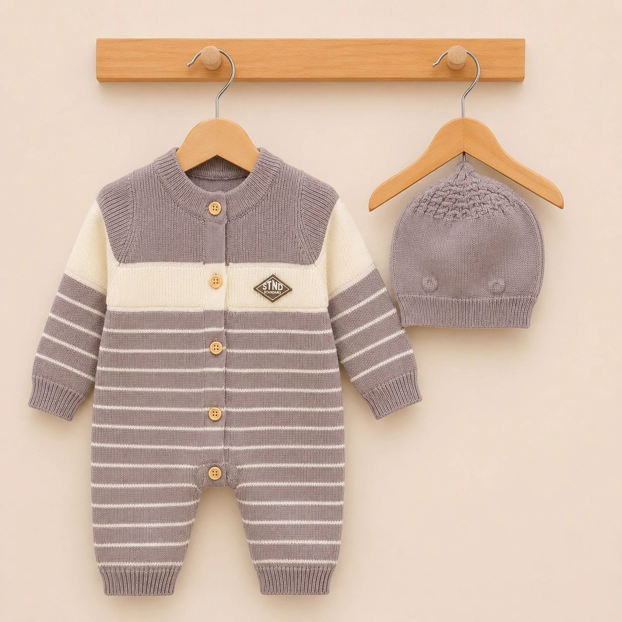 Imported Woolen Baby Rompers With Cap