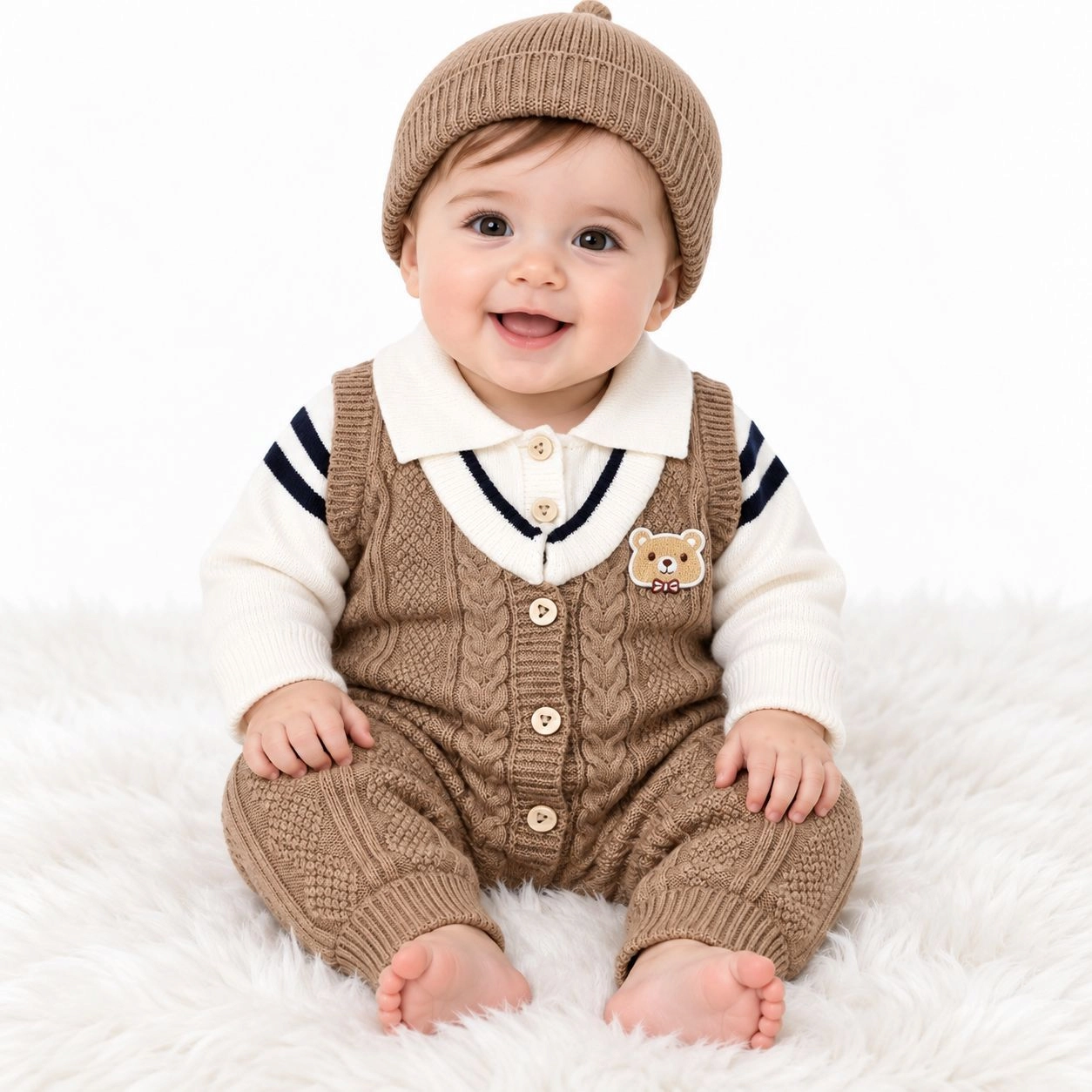 Imported Woolen Baby Rompers With Cap