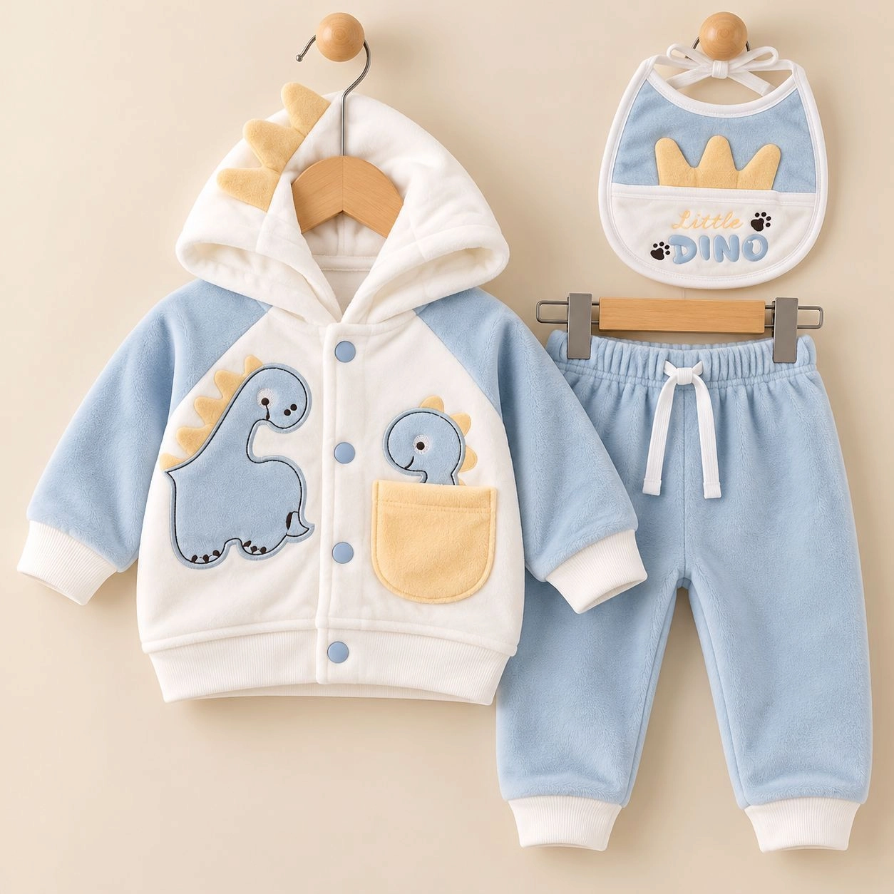 JB Winter Fleece Velvet Pajama Shirt With Cap(0-3 months)