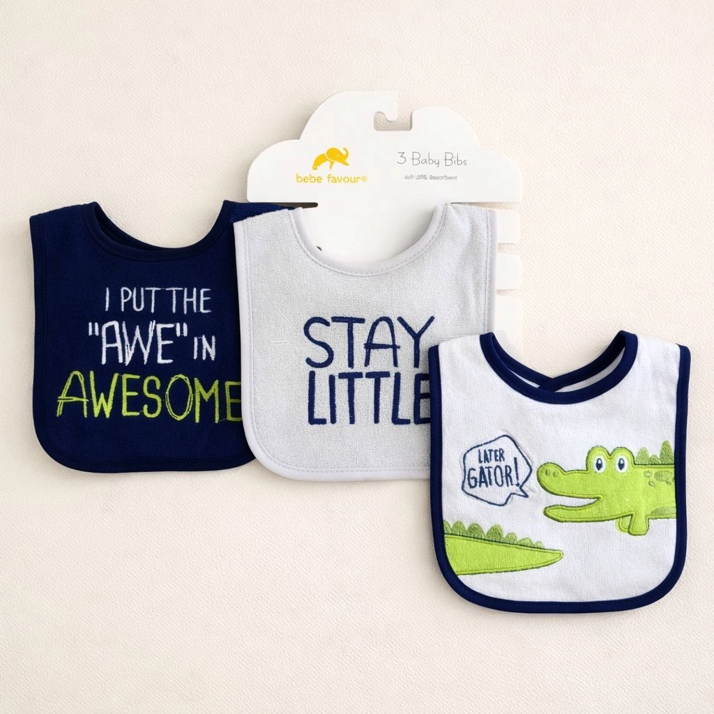 Hudson Branded Fancy Baby Bibs – Pack of 3