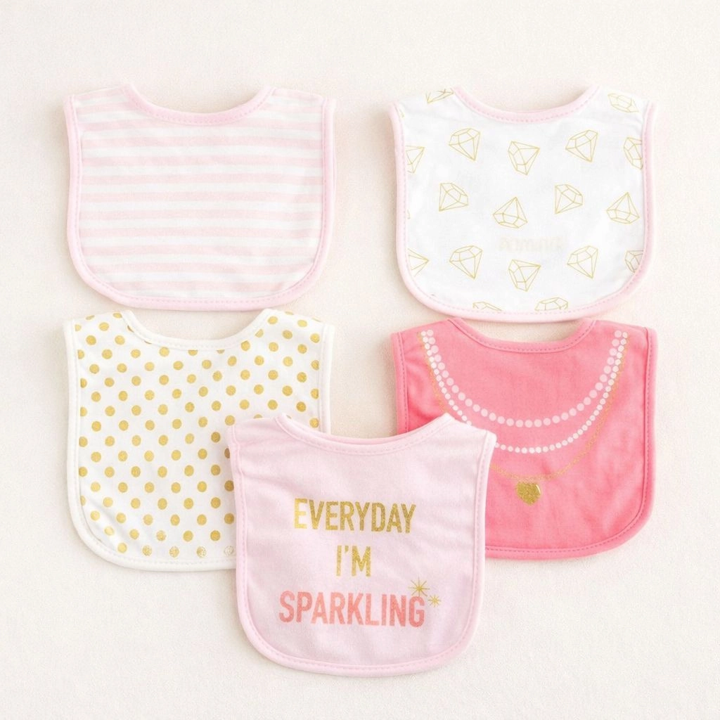 Hudson Branded Fancy Baby Bibs – Pack of 5