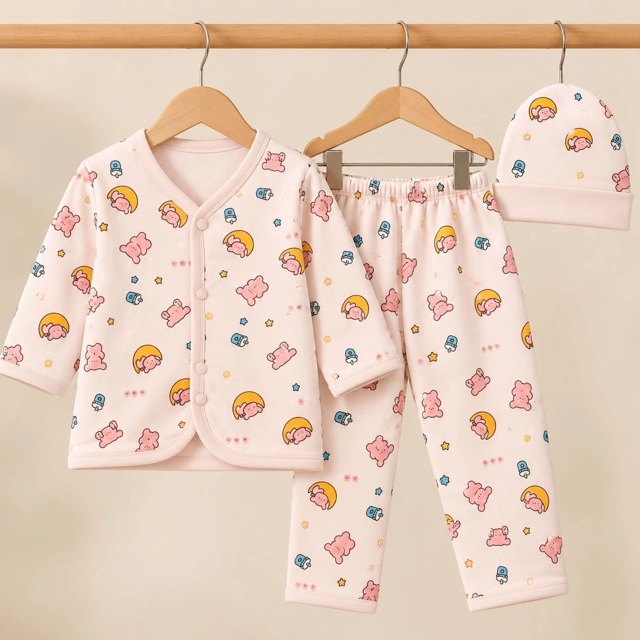 LC Winter Pajama Shirt With Cap(0-3 months)
