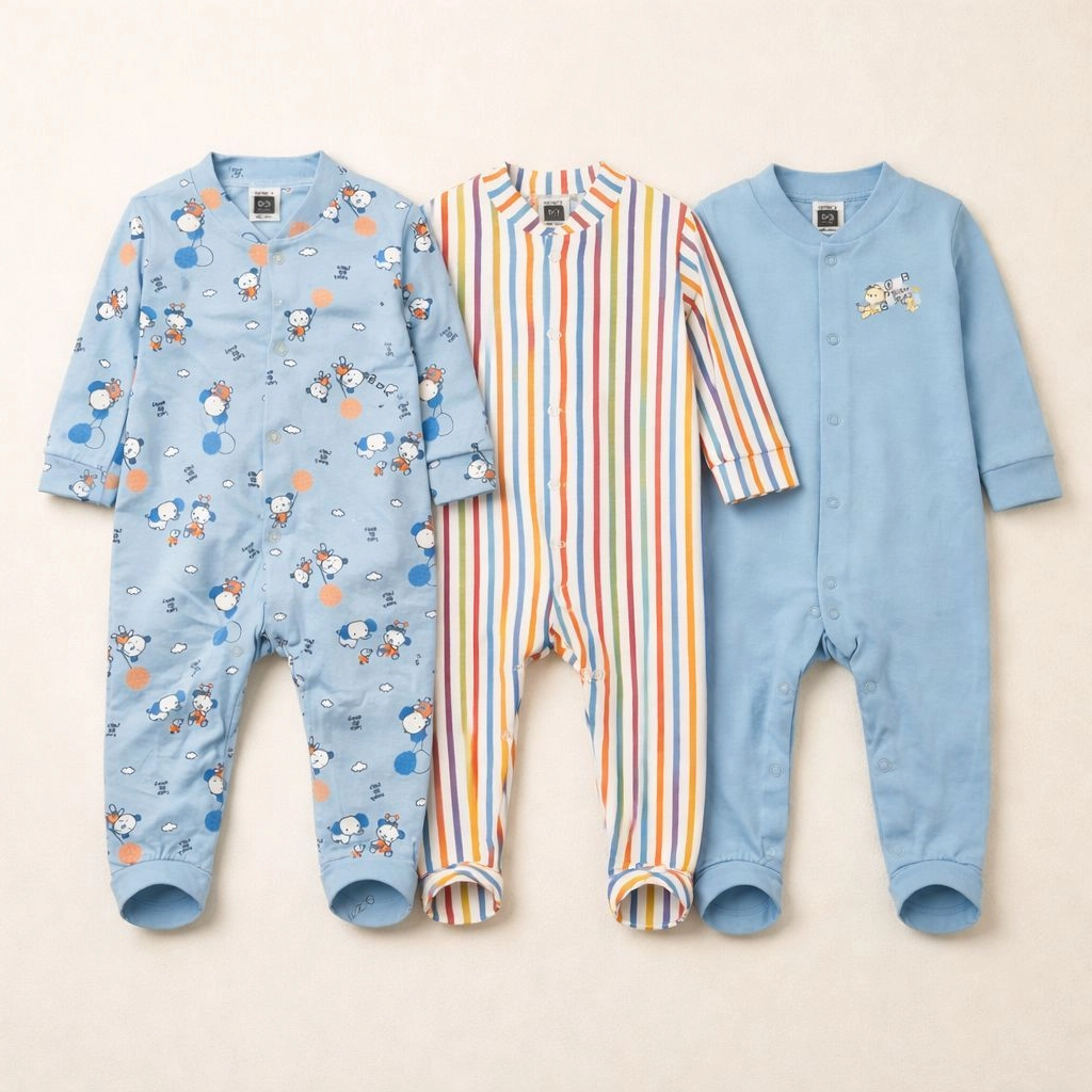Carters Pack of 3 Sleep Suit Rompers Collection B (open feet)
