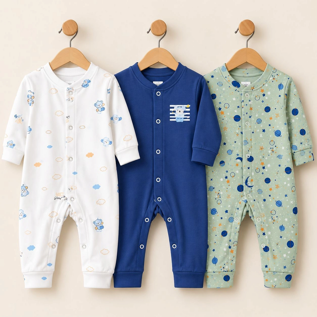 Carters Pack of 3 Sleep Suit Rompers Collection NB (Open Feet)