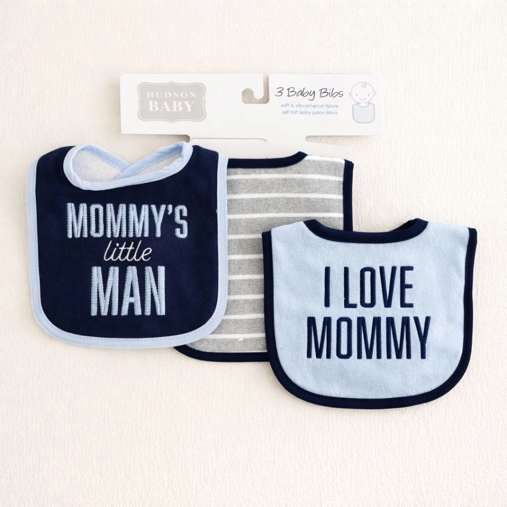 Hudson Branded Fancy Baby Bibs – Pack of 3