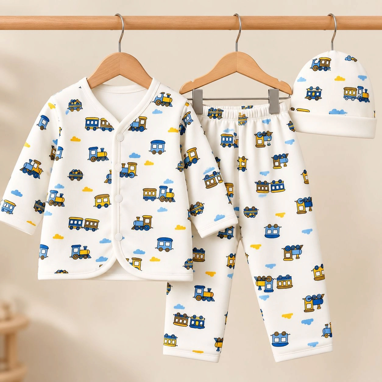 LC Winter Pajama Shirt With Cap(0-3 months)