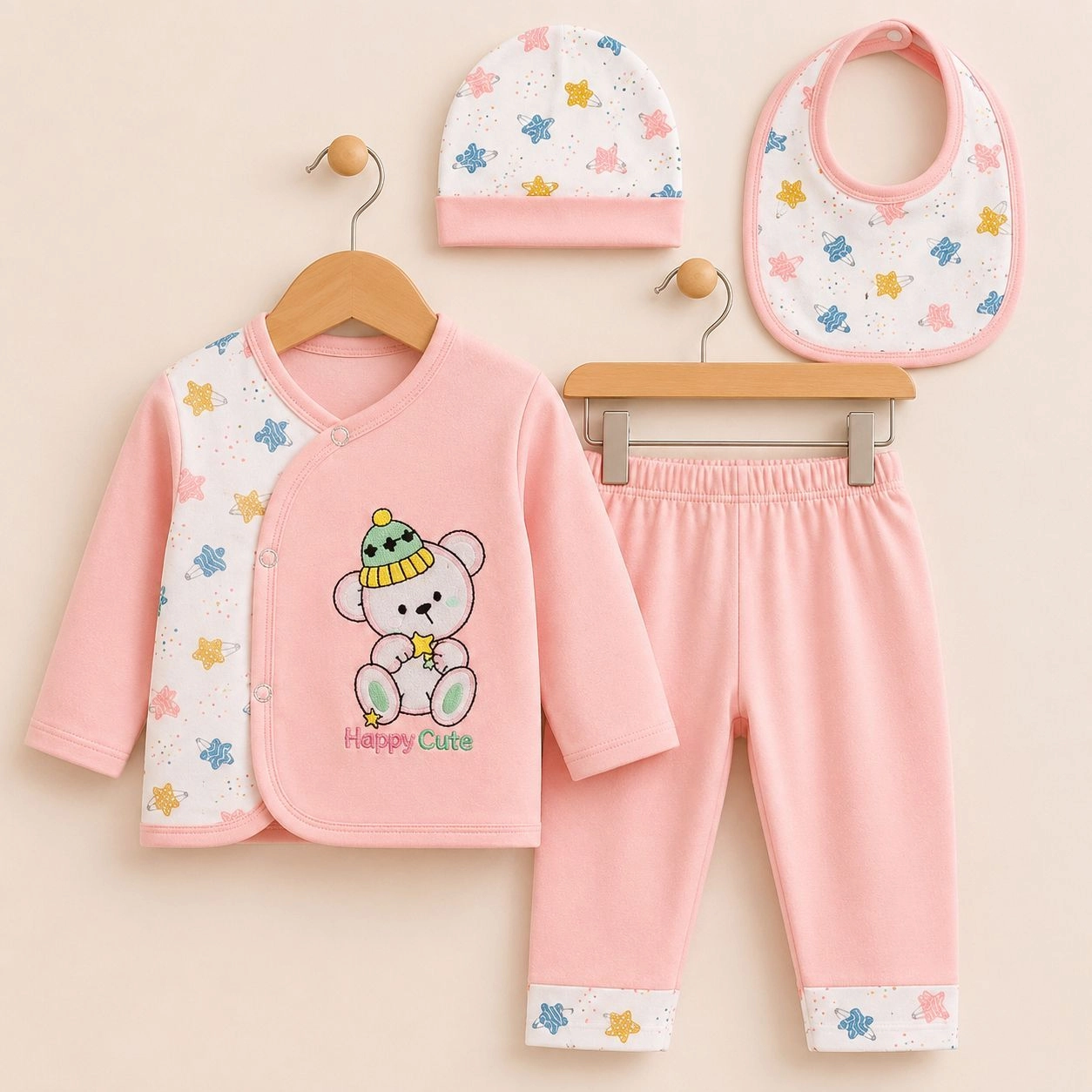 Baby Pajama Suit with Cap & Bib Bstep(0-3 months)