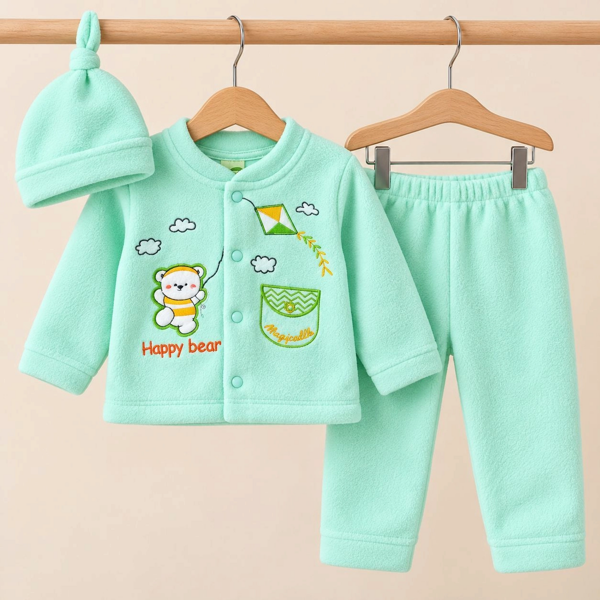 BS Winter Fleece Pajama Shirt With Cap(0-3 months)