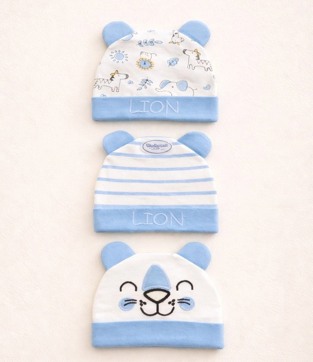 Wonderchild Baby Summer Caps – Pack of 3 | Unisex Collection