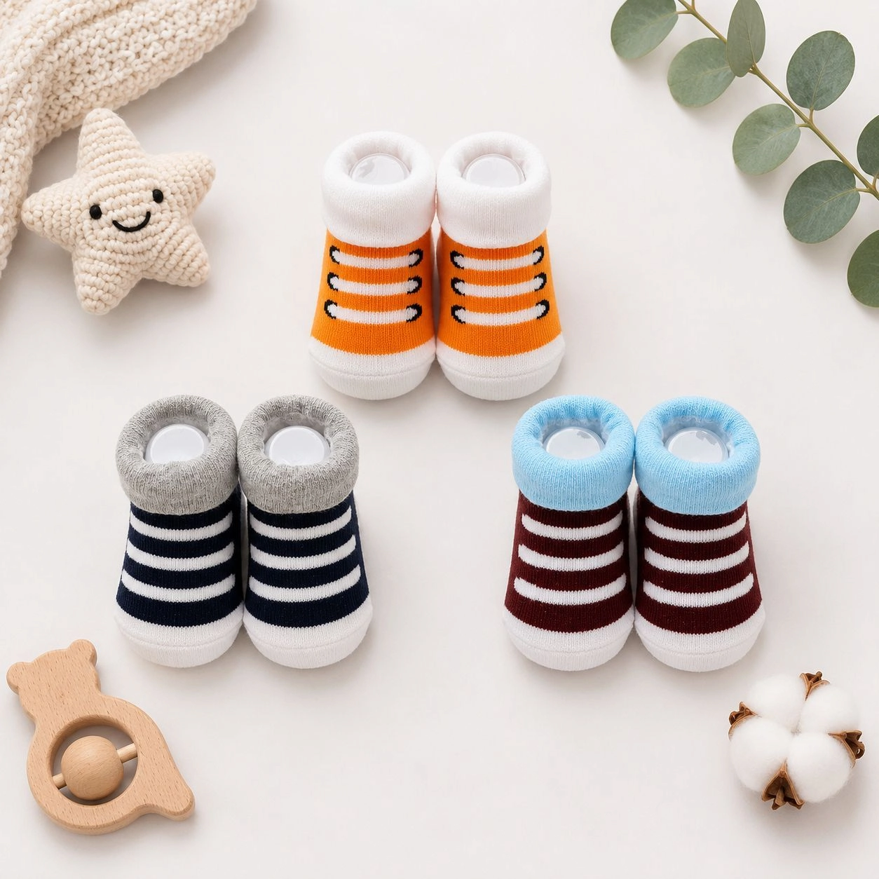 Hudson Baby® Premium Pack of 3 Socks Booties
