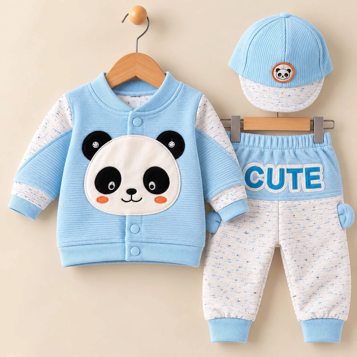 JB Winter Fleece Velvet Pajama Shirt With Cap(0-3 months)