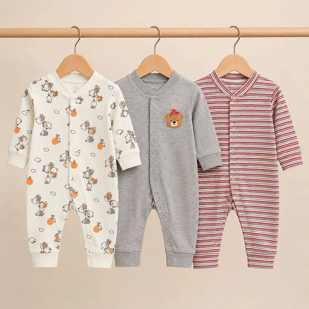 Carters Pack of 3 Sleep Suit Rompers Collection R (Open Feet)