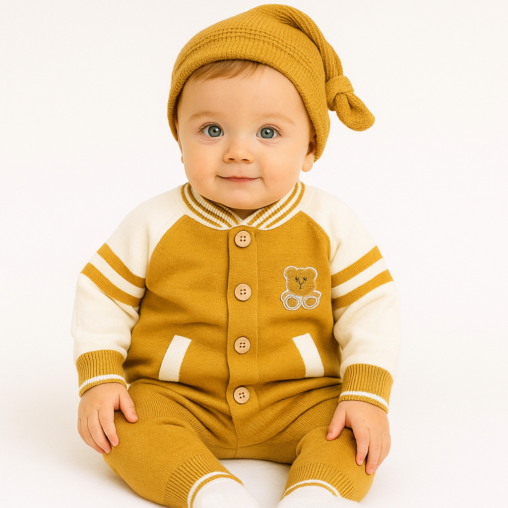 Imported Woolen Baby Rompers with cap