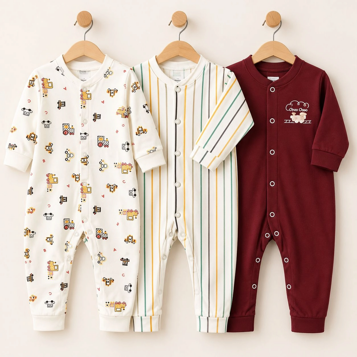 Carters Pack of 3 Sleep Suit Rompers Collection M (Open Feet)
