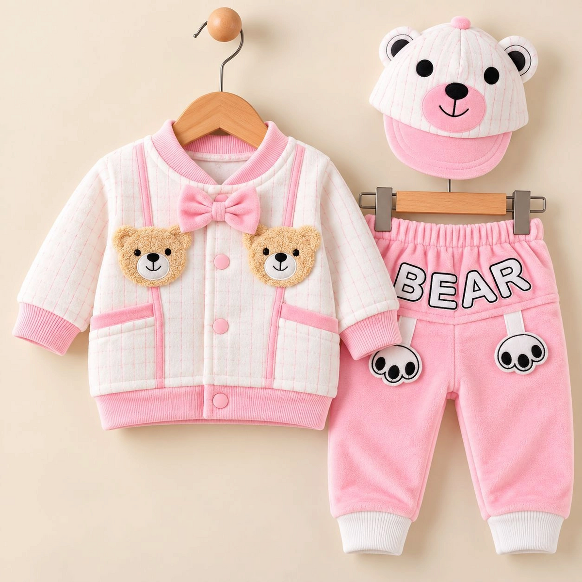 JB Winter Fleece Velvet Pajama Shirt With Cap(0-3 months)
