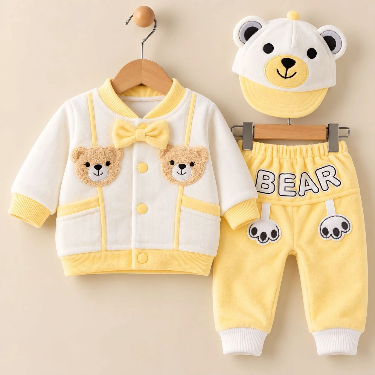 JB Winter Fleece Velvet Pajama Shirt With Cap(0-3 months)