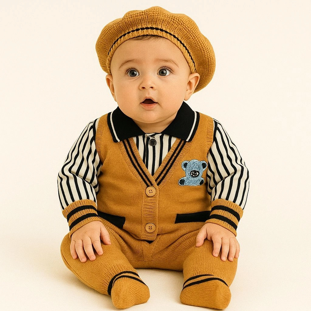 Imported Woolen Baby Rompers with cap