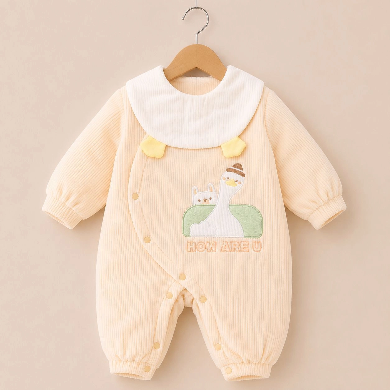 Baby Quilted Winter Rompers with bib– Cozy & Stylish
