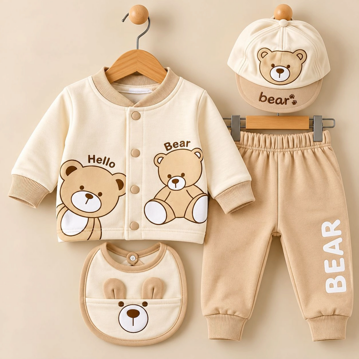 JB Winter Fleece Velvet Pajama Shirt With Cap(0-3 months)