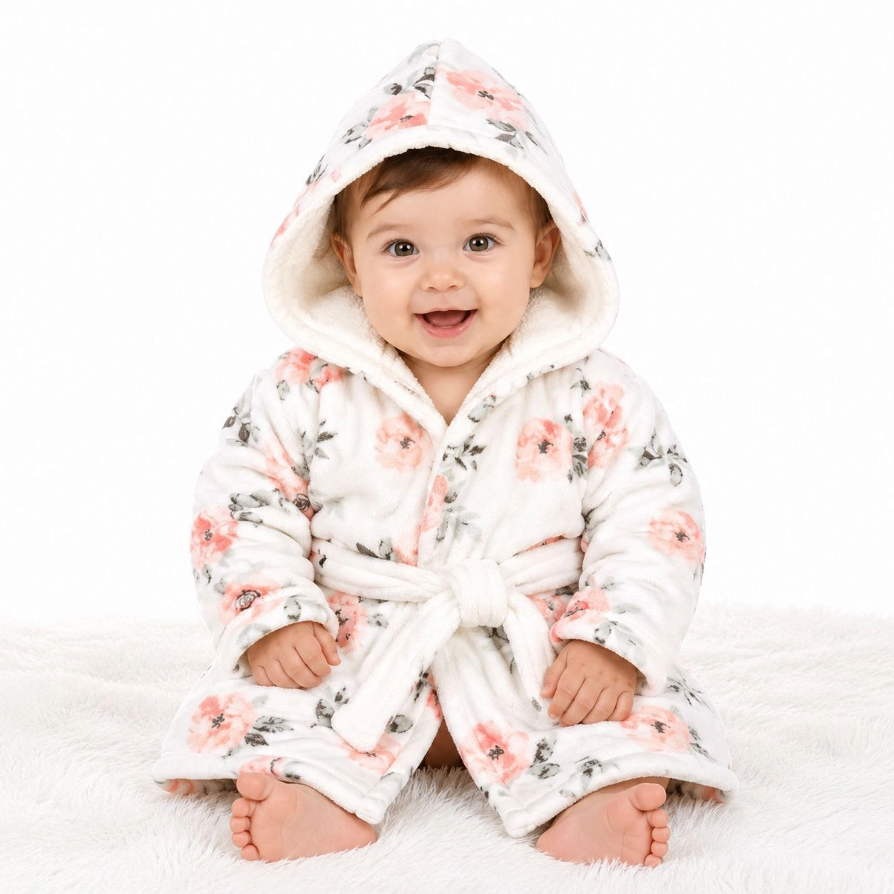 Premium Baby Hooded Bath Gown (Flower)