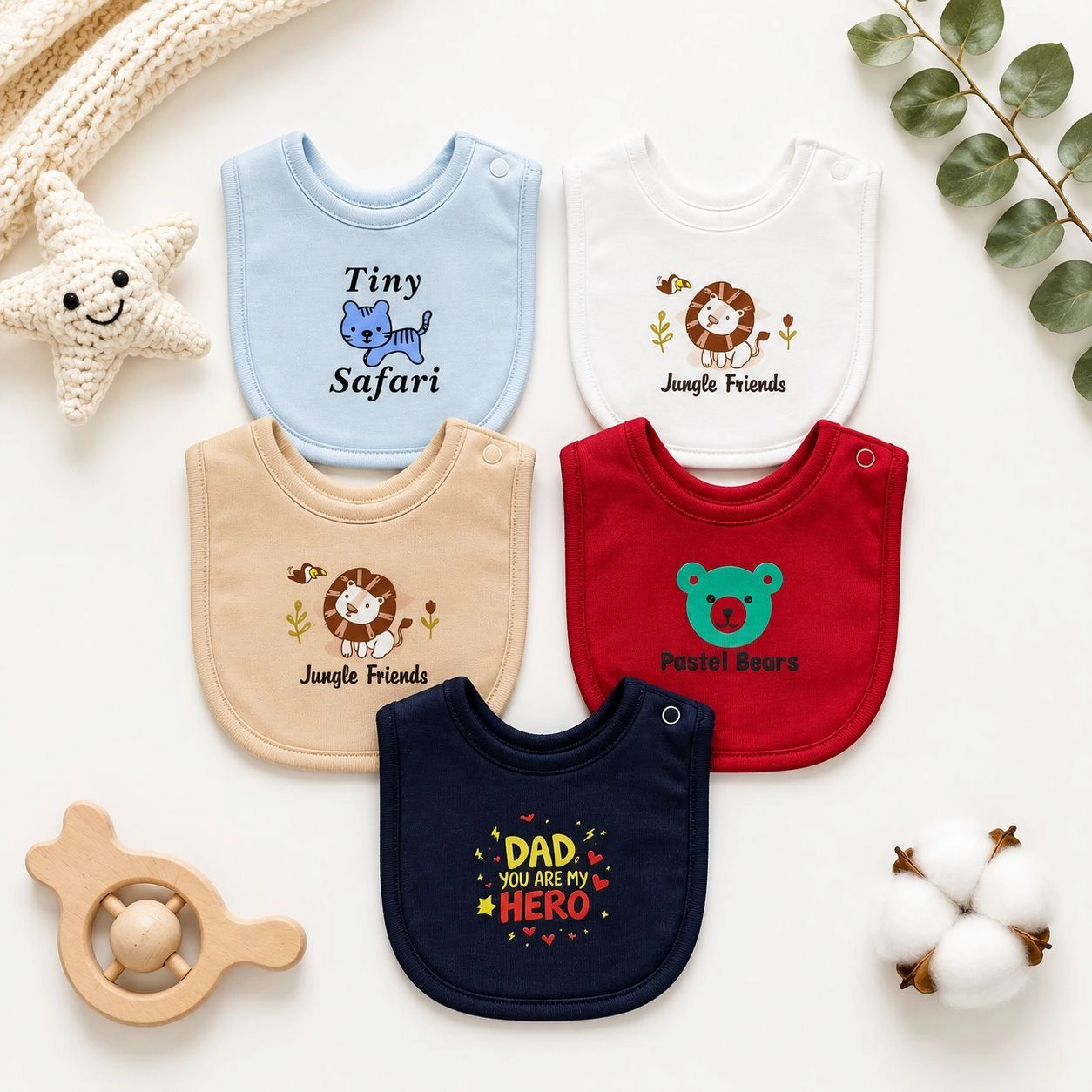 Branded Fancy Baby Bibs – Pack of 5