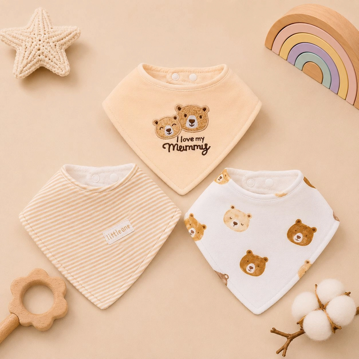 Sunnozy Premium Bandana Bibs – Set of 3